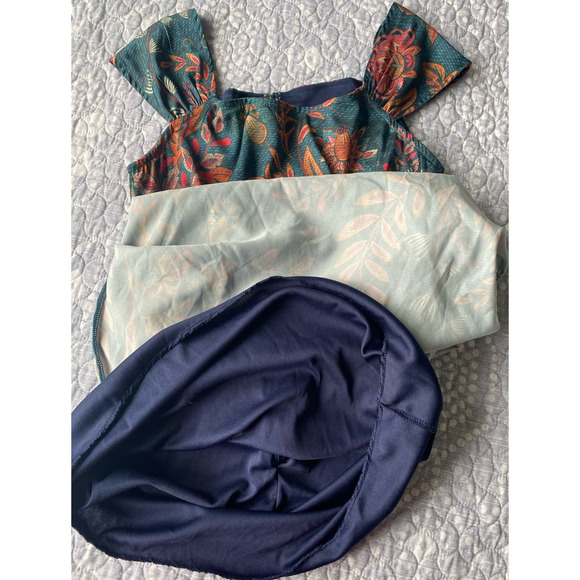 Averie Halley Ruched Midi Dress Flowery Print on Cobalt Blue Size Small - NEW - Picture 6 of 13